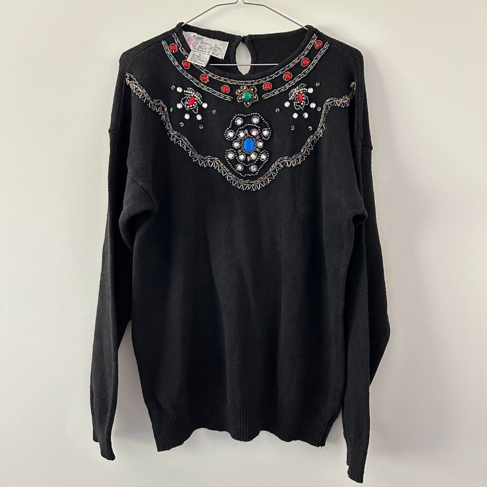 Vintage Naomi Bee Beaded Sweater Women Medium Whimsygoth Witchy Bratz Dopamine